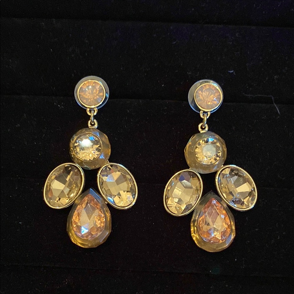 Banana Republic Gold Chandelier Earrings with Crystal Accents